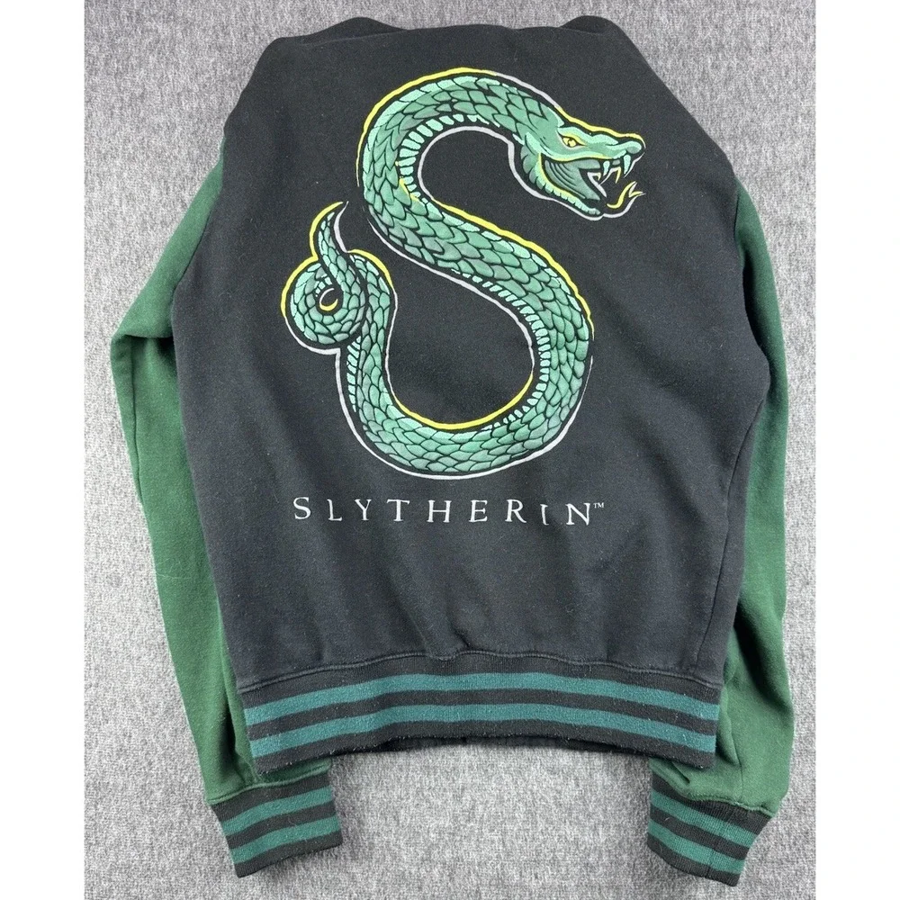 Harry Potter‎ Slytherin Hoodie Varsity Letterman Jacket Green Black Size Small